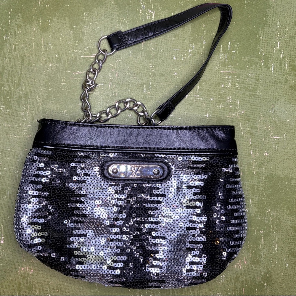 NYC Black and Silver Sequin Clutch